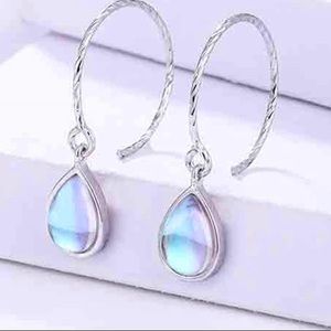 9.25 sterling silver moonstone hoops earrings